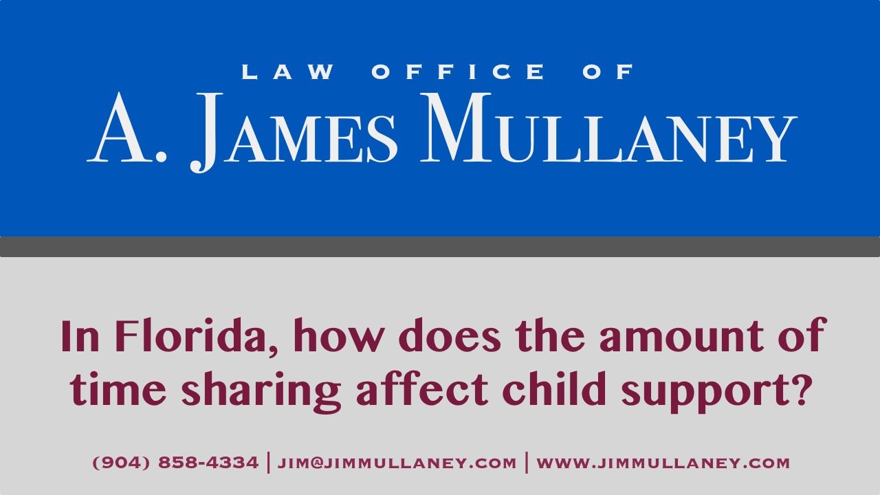 in Florida, how does the amount of time sharing affect child support